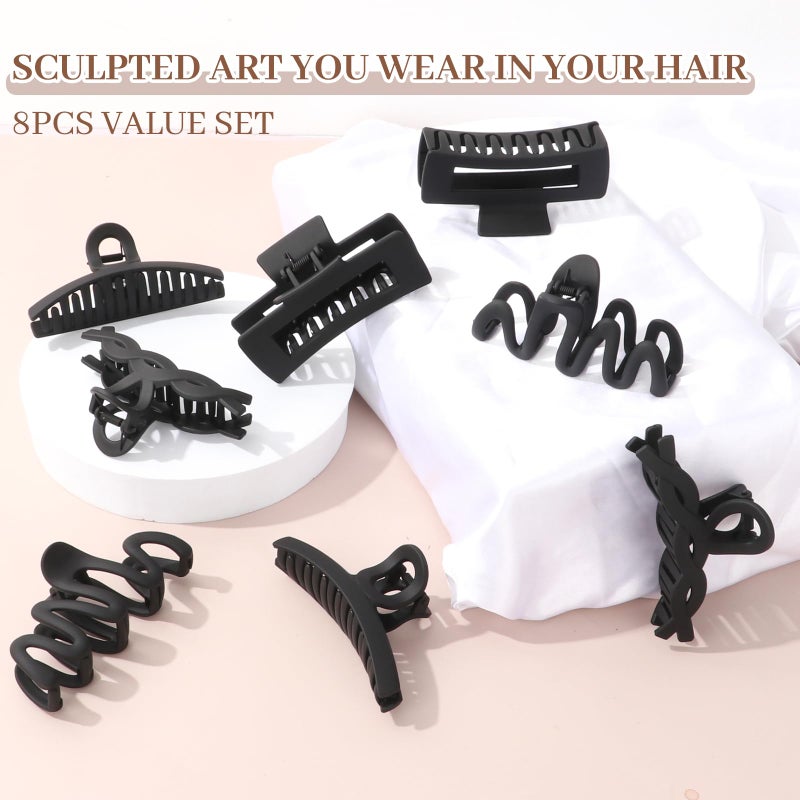 AuroTrends Matte Non-Slip Large Hair Clips for Women 8PCS (All Black), Durable Claw Clips for Women/Girls | Gift-Ready Neutral Hair Accessories for Daily & Special Occasions - Image 3