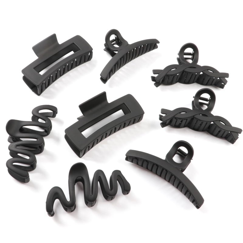 AuroTrends Matte Non-Slip Large Hair Clips for Women 8PCS (All Black), Durable Claw Clips for Women/Girls | Gift-Ready Neutral Hair Accessories for Daily & Special Occasions - Image 1