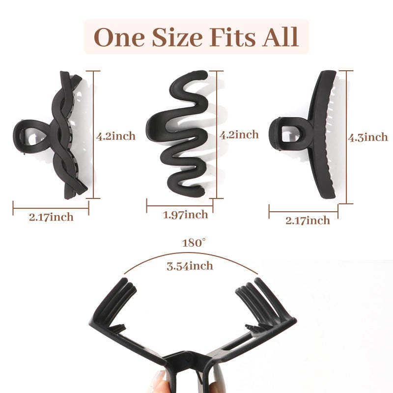 AuroTrends Matte Non-Slip Large Hair Clips for Women 8PCS (All Black), Durable Claw Clips for Women/Girls | Gift-Ready Neutral Hair Accessories for Daily & Special Occasions - Image 5