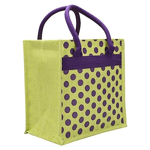 Jute Cottage Eco-Friendly Lunch Tote Bag for Men | Green Printed Jute Tiffin Bag with Zip | Handcrafted Sustainable Carry Bag for Office, Travel, Daily Use - Image 1