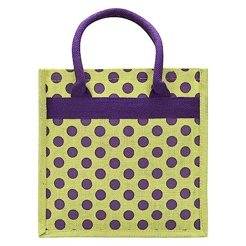 Jute Cottage Eco-Friendly Lunch Tote Bag for Men | Green Printed Jute Tiffin Bag with Zip | Handcrafted Sustainable Carry Bag for Office, Travel, Daily Use - Image 2