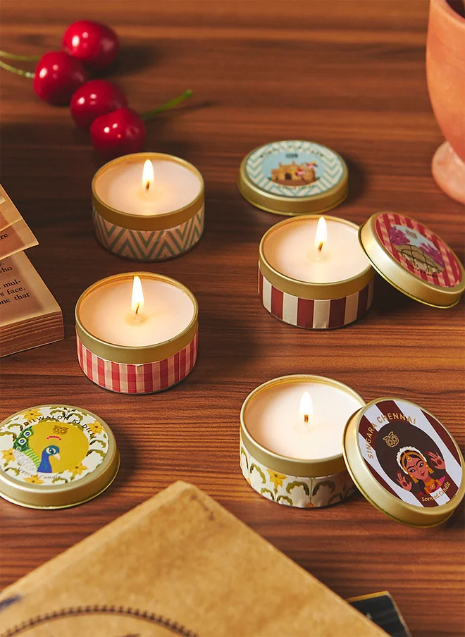 تشومباك Cities of India Tin Candles Gift Box | Set of 4