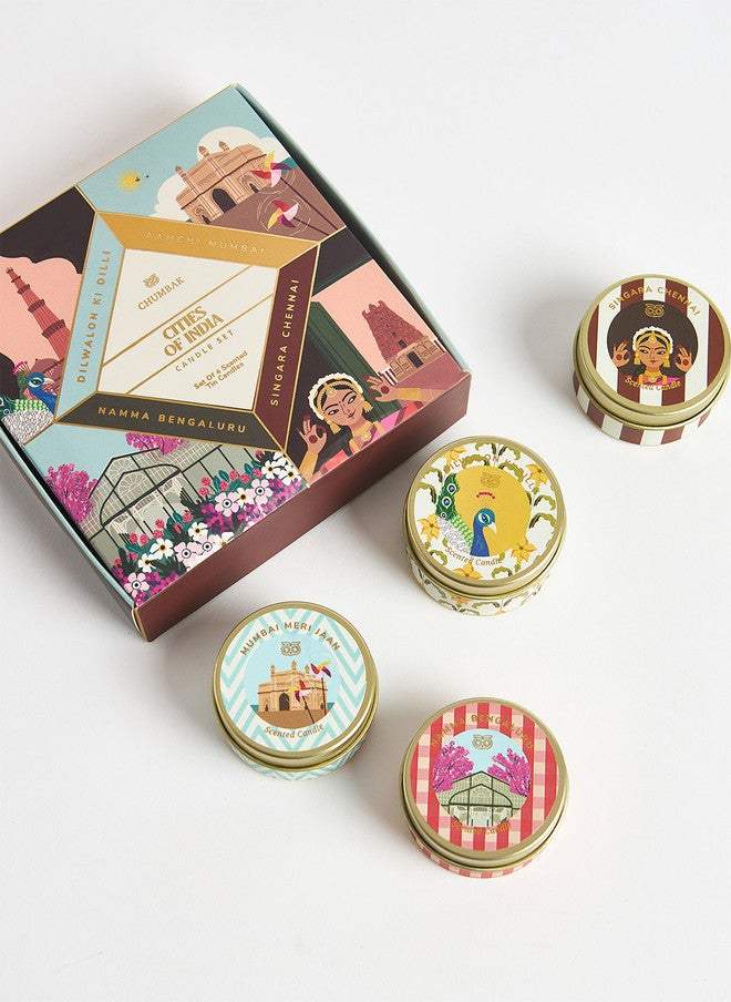 Chumbak Cities of India Tin Candles Gift Box | Set of 4 - Image 3
