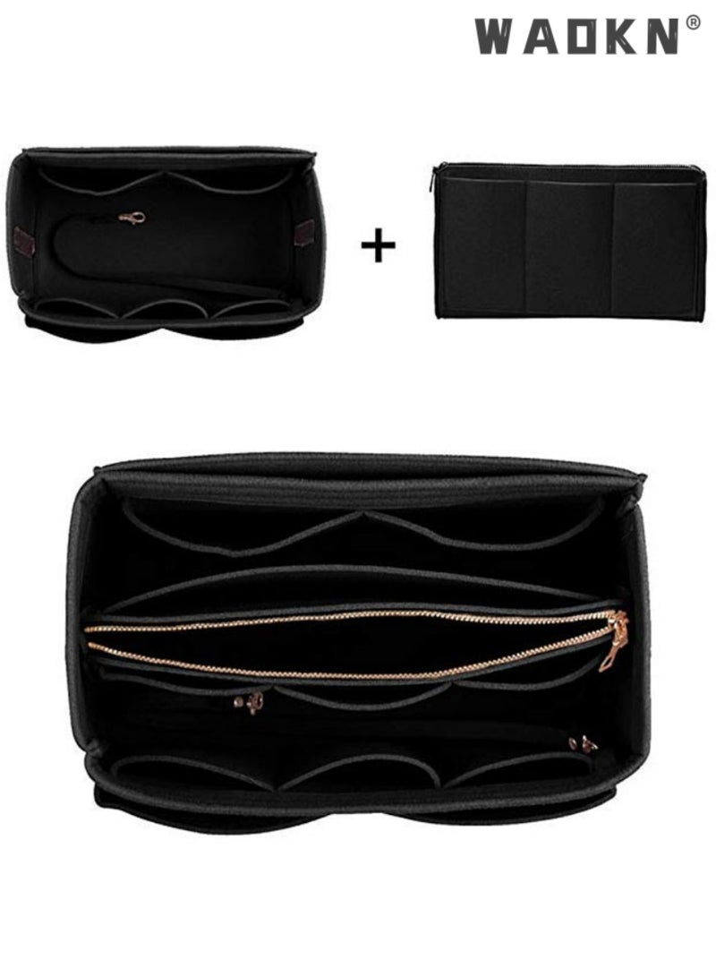 WAOKN Purse Organizer Bag, Purse Organizer Insert for Handbags, Gold Fortune Purse Bag Organizer Insert Handbags for women's Closet with Zipper, Multi-Functional Large Capacity Handbags(Black) - Image 4