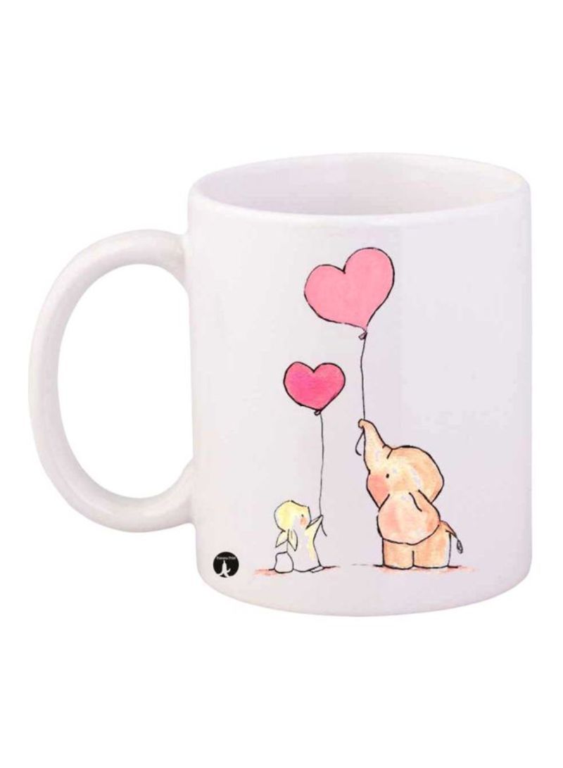 RKN Animal Printed Mug Pink Orange White 11 ounce