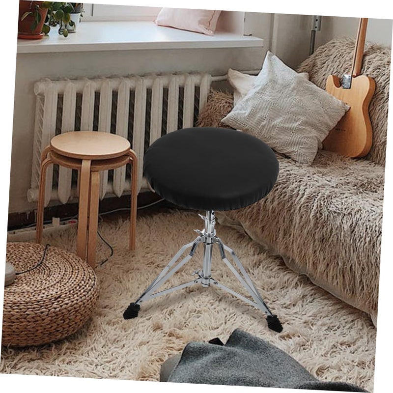 Black Round Bar Stool Cover Washable Pu Slipcover Elastic Protector for Dining Parties Hotels Offices - Image 3