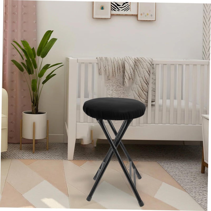 Black Round Bar Stool Cover Washable Pu Slipcover Elastic Protector for Dining Parties Hotels Offices - Image 5