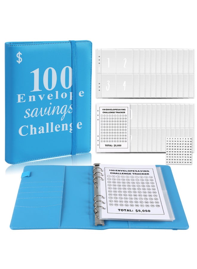 HONGYANG Envelopechallenge Loose-leaf Notebook 100 Days Money Saving Book Challenge Cash Saving Book - Image 1