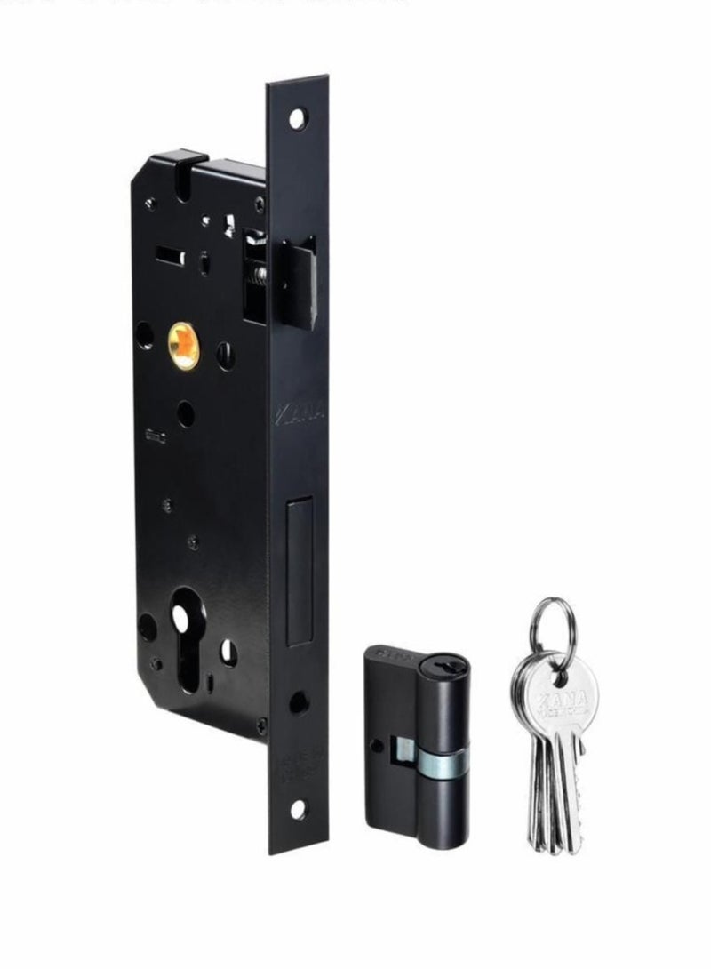 Door Lock with three key,Lock with Double Cylinder, High Quality Door Lock with Key, Door Lock without Handle Perfect for Home & Office, Stainless Steel Latch Bolt and Dead Bolt, Three Keys Included - Image 1