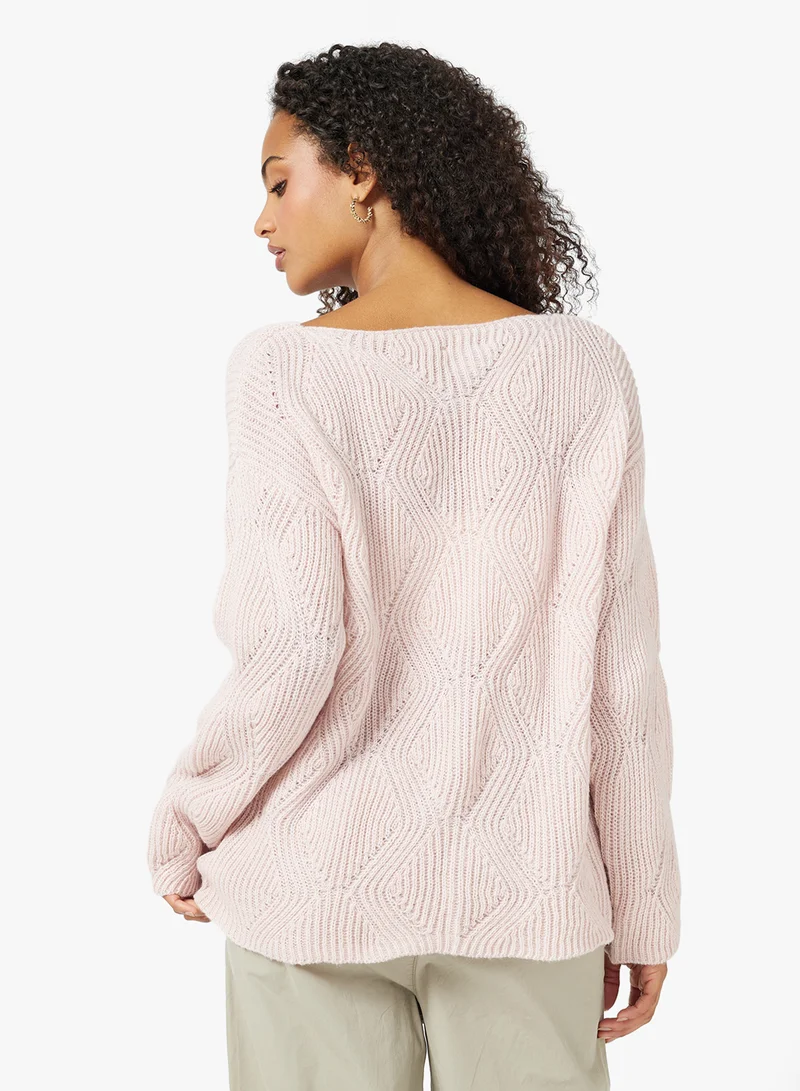 Ginger Ribbed Loose Knitted Sweater