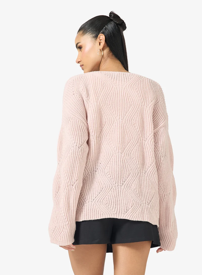 Ginger Ribbed Loose Knitted Sweater