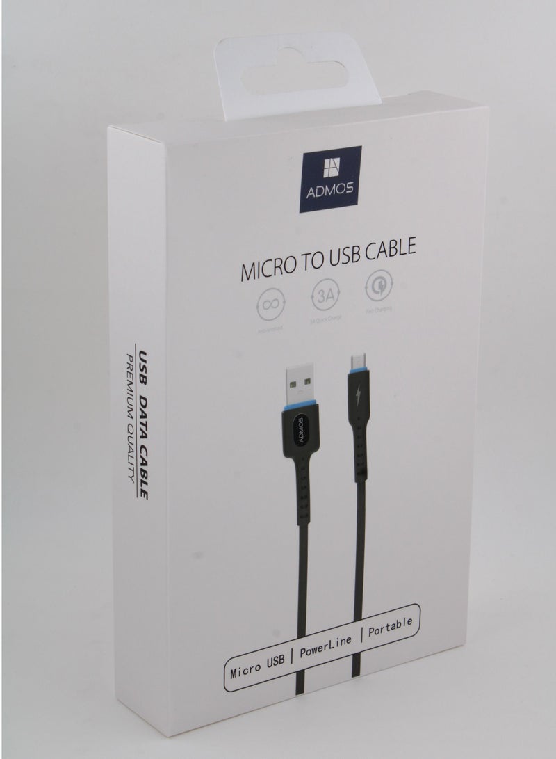 Admos Micro  USB Premium Quality Fast Charging Cable Black - Image 1