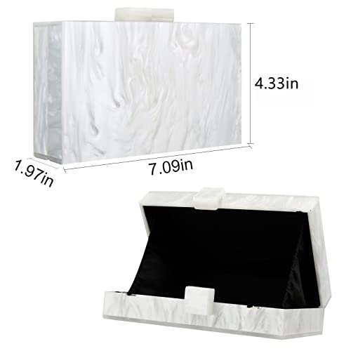 Gets Acrylic Purses and Handbags with Marbling for Women Elegant Banquet Evening Crossbody Handbag Box Clutch (Silver) - Image 3