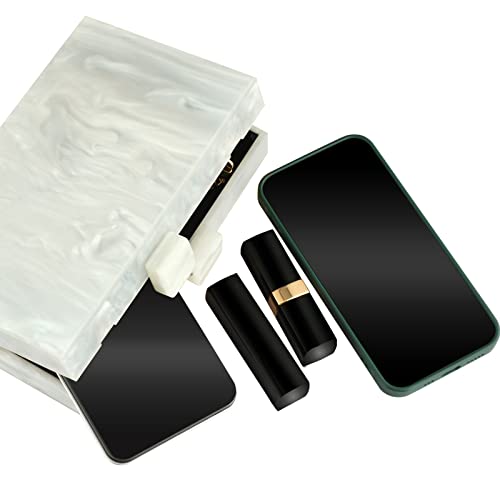 Gets Acrylic Purses and Handbags with Marbling for Women Elegant Banquet Evening Crossbody Handbag Box Clutch (Silver) - Image 5