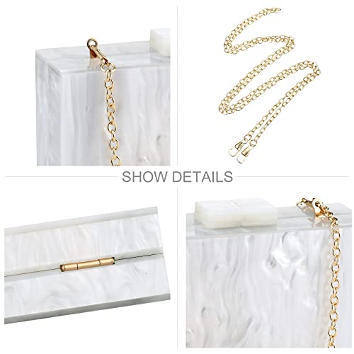 Gets Acrylic Purses and Handbags with Marbling for Women Elegant Banquet Evening Crossbody Handbag Box Clutch (Silver) - Image 4