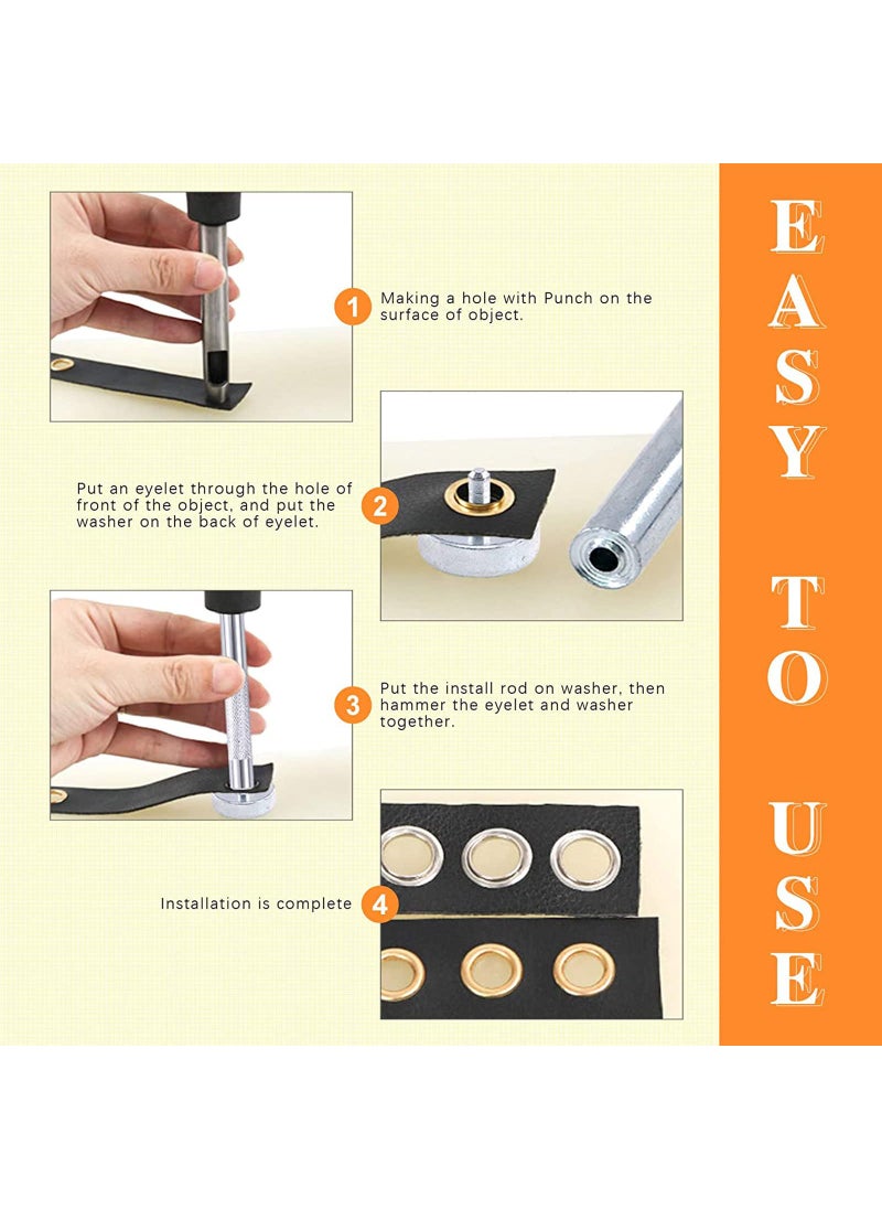 Rustark Rustark 32 Sets 1" 25mm Thickened Grommets Eyelets with Washers Assortment Kit, Gold Silver Black Bronze Metal Eyelet Curtain Grommet for Leather, Canvas, Tarp, DIY Craft Project  - Image 4
