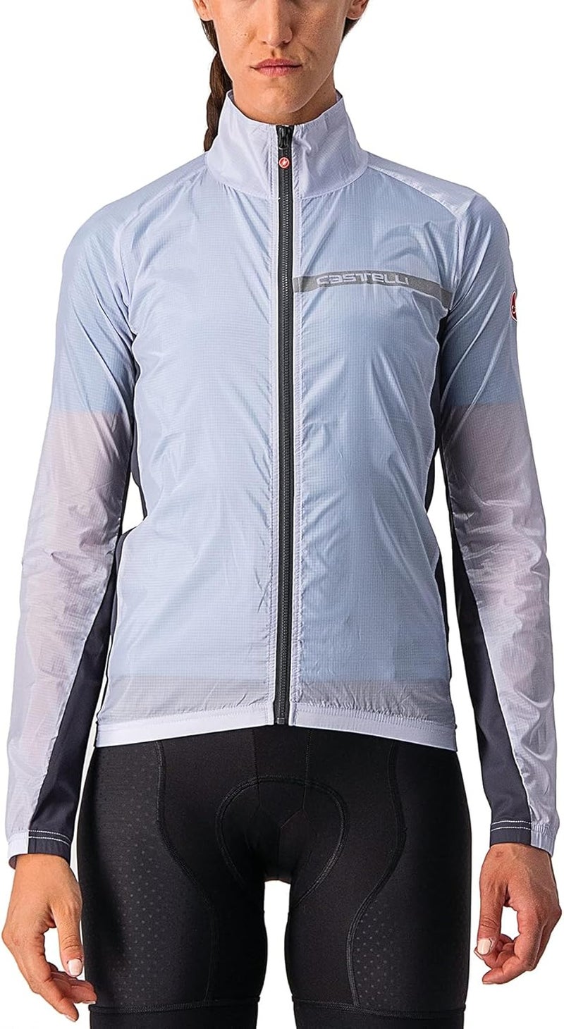 Castelli Women’s Squadra Stretch Jacket Windproof Zip Up Shell with High Collar for Road and Gravel Biking I Cycling - Silver Gray/Dark Gray - Small - Image 1
