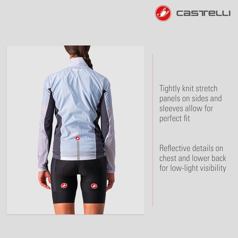 Castelli Women’s Squadra Stretch Jacket Windproof Zip Up Shell with High Collar for Road and Gravel Biking I Cycling - Silver Gray/Dark Gray - Small - Image 3