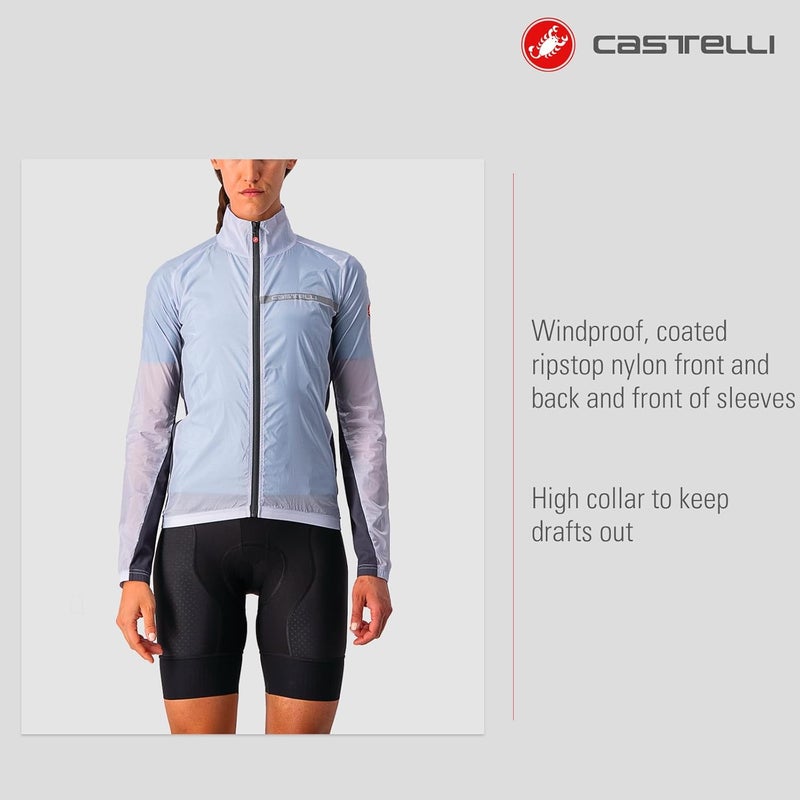Castelli Women’s Squadra Stretch Jacket Windproof Zip Up Shell with High Collar for Road and Gravel Biking I Cycling - Silver Gray/Dark Gray - Small - Image 2