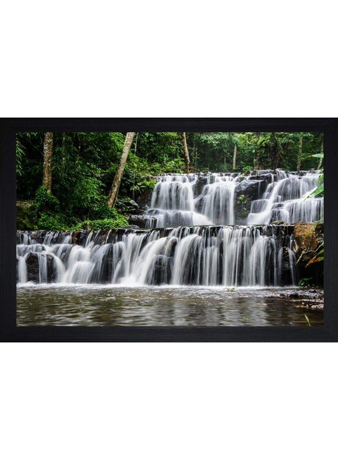 SAF paintings Natural Waterfall Large Synthetic Framed UV Digital Reprint Painting (14 inch x 20 inch) SANFM5356 - Image 1
