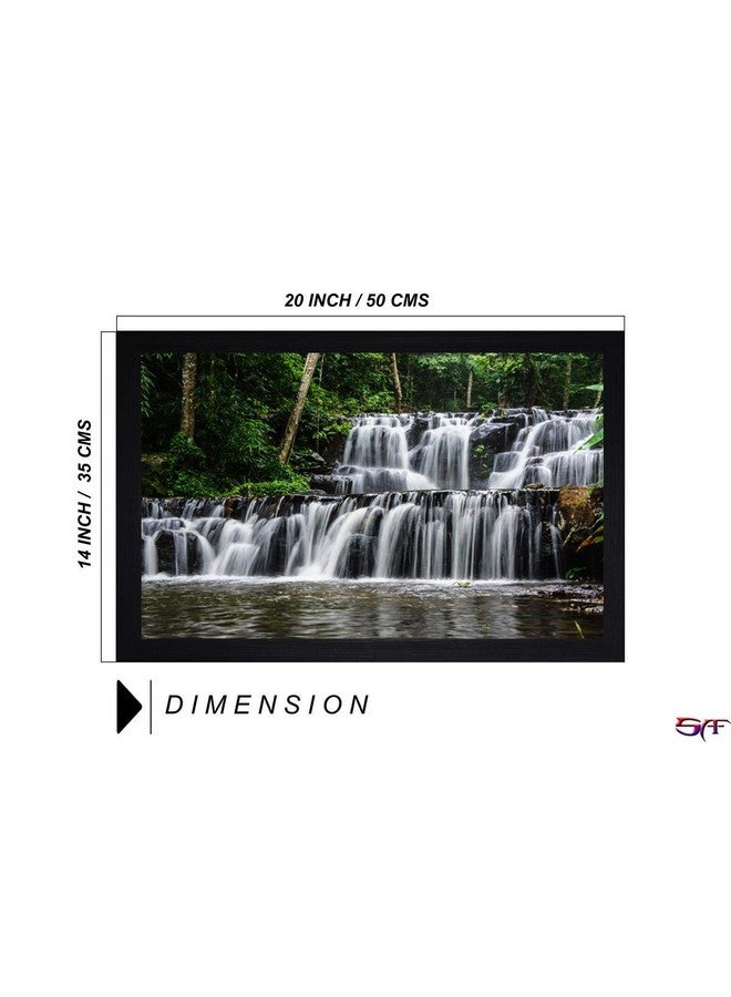 SAF paintings Natural Waterfall Large Synthetic Framed UV Digital Reprint Painting (14 inch x 20 inch) SANFM5356 - Image 3