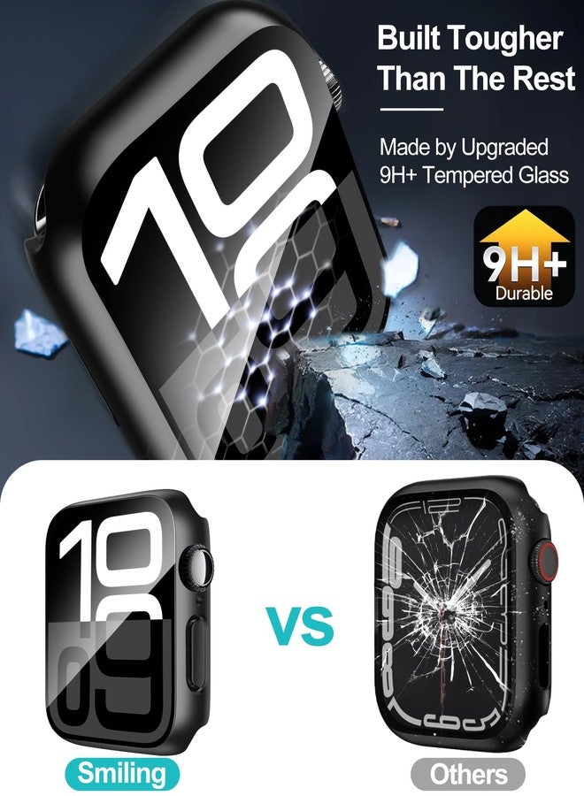 Smiling 2 Pack Case Compatible with Apple Watch Series 10 46mm (2024) with Tempered Glass Screen Protector, Hard PC Case Scratch-Resistant Overall Protective Cover- Black - Image 3
