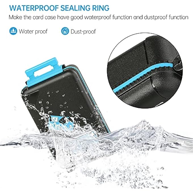 Lynca CAMERA BATTERY CASE,PORTABLE PROTECTOR MEMORY HARD CARD CASE,PROFESSIONAL WATERPROOF&SHOCKPROOF CAMERA BATTERY STORAGE BOX,HOLD 2 CAMERA BATTERIES 4 SD CARDS 2 XQD CARDS OR 2 CF CARDS(BLUE) - Image 3