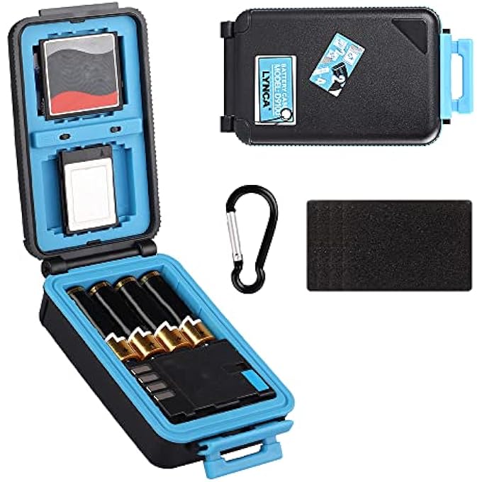 Lynca CAMERA BATTERY CASE,PORTABLE PROTECTOR MEMORY HARD CARD CASE,PROFESSIONAL WATERPROOF&SHOCKPROOF CAMERA BATTERY STORAGE BOX,HOLD 2 CAMERA BATTERIES 4 SD CARDS 2 XQD CARDS OR 2 CF CARDS(BLUE) - Image 1