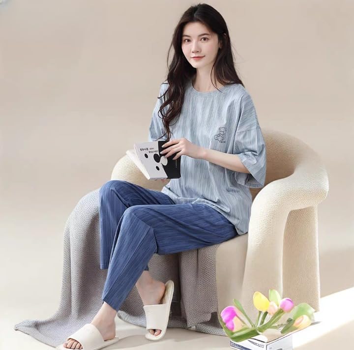 Celary Korean Style Women’s Night Suit|| Cute Printed Pajama Set ||Half Sleeve Top & Pants|| Soft Cotton Loungewear||Winter Night Suit - Image 4
