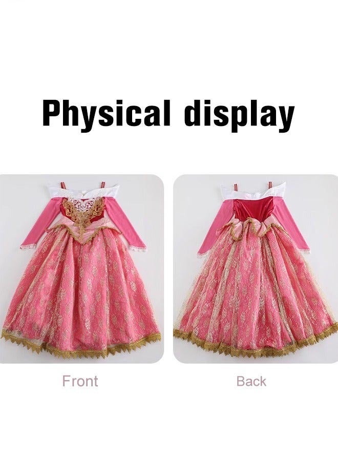DURKU Chic Princess Aurora Costume Set with Accessories for Girls - Elegant Fairy Tale Dress for Parties, Birthdays, Cosplay & More, Size: 110 cm - Image 3