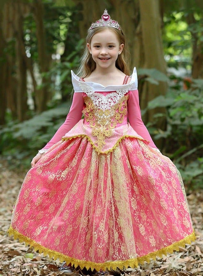 DURKU Chic Princess Aurora Costume Set with Accessories for Girls - Elegant Fairy Tale Dress for Parties, Birthdays, Cosplay & More, Size: 110 cm - Image 4