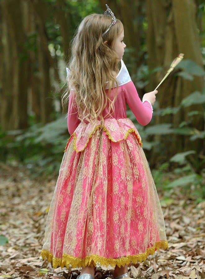 DURKU Chic Princess Aurora Costume Set with Accessories for Girls - Elegant Fairy Tale Dress for Parties, Birthdays, Cosplay & More, Size: 110 cm - Image 5