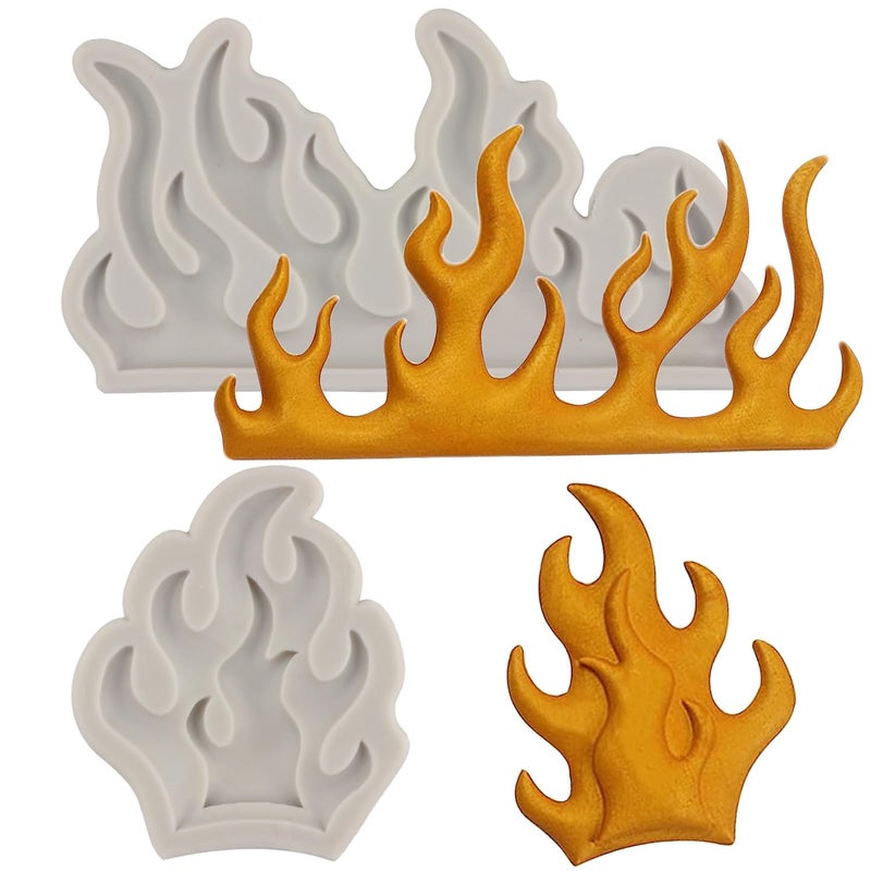 Sijiangmold Flame Fondant Molds Fire Cake Decorating Silicone Molds For Cupcake Topper Cake Decorating Chocolate Candy Craft Gum Paste Set Of 2 - Image 1