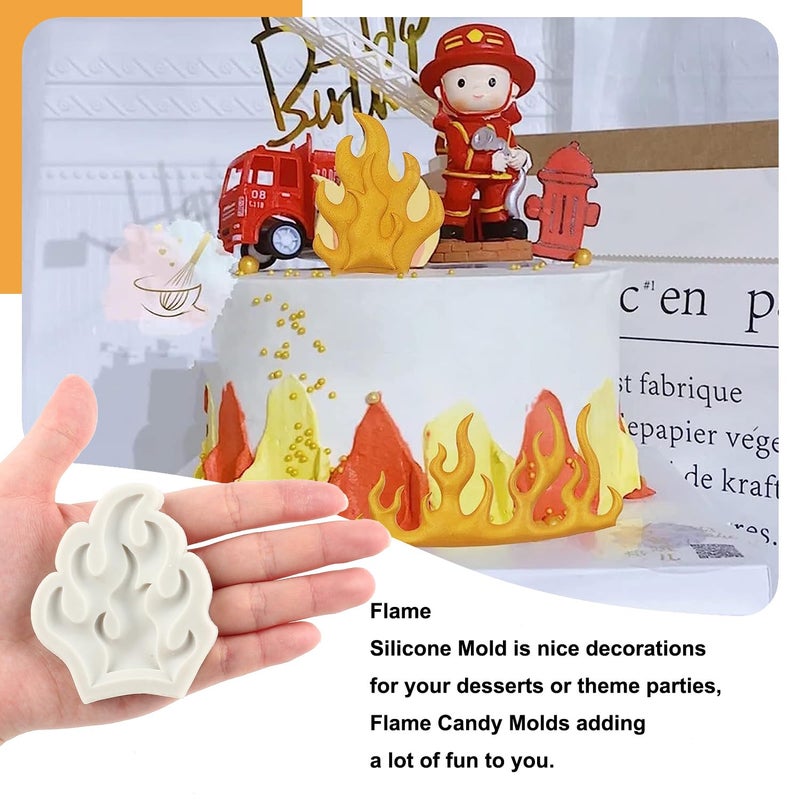 Sijiangmold Flame Fondant Molds Fire Cake Decorating Silicone Molds For Cupcake Topper Cake Decorating Chocolate Candy Craft Gum Paste Set Of 2 - Image 3