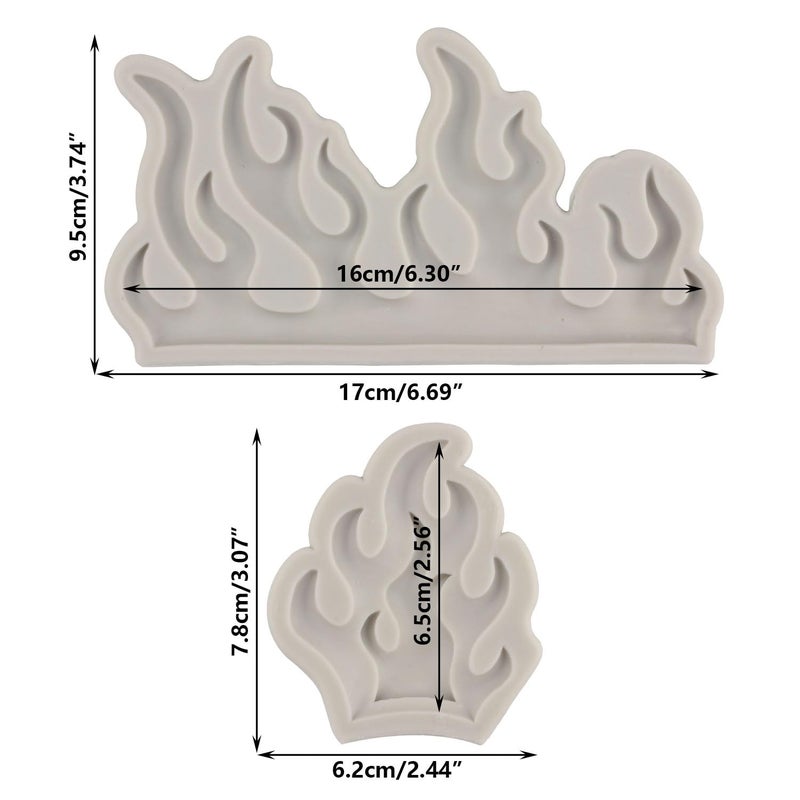 Sijiangmold Flame Fondant Molds Fire Cake Decorating Silicone Molds For Cupcake Topper Cake Decorating Chocolate Candy Craft Gum Paste Set Of 2 - Image 2