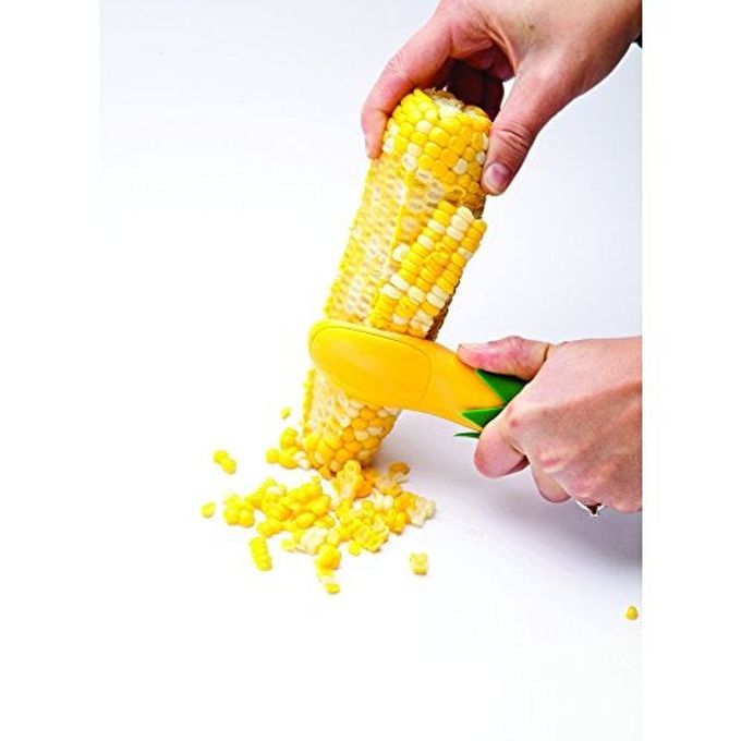 joie Corn Cob Stripper, Durable Stainless Steel Blades, Secure Contoured Grip, Compact Peeler Cuts in Both Directions to Remove Kernels, Cute Kitchen Gadget, Great Canning Tool - Image 2