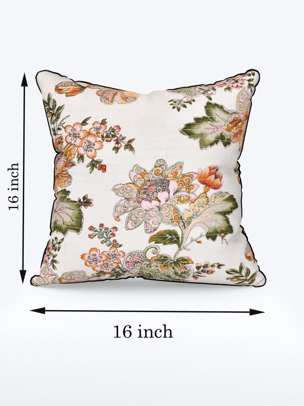 EasyGoods 240 TC Pure Cotton Cushion Covers Set of 5 16x16 Inch Jaipuri Anokhi Floral Prints Premium Sofa and Bedroom Decor Accessories Floral Gold - Image 3