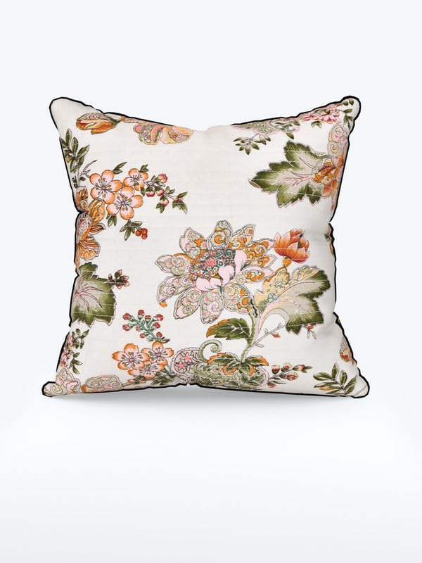 EasyGoods 240 TC Pure Cotton Cushion Covers Set of 5 16x16 Inch Jaipuri Anokhi Floral Prints Premium Sofa and Bedroom Decor Accessories Floral Gold - Image 2