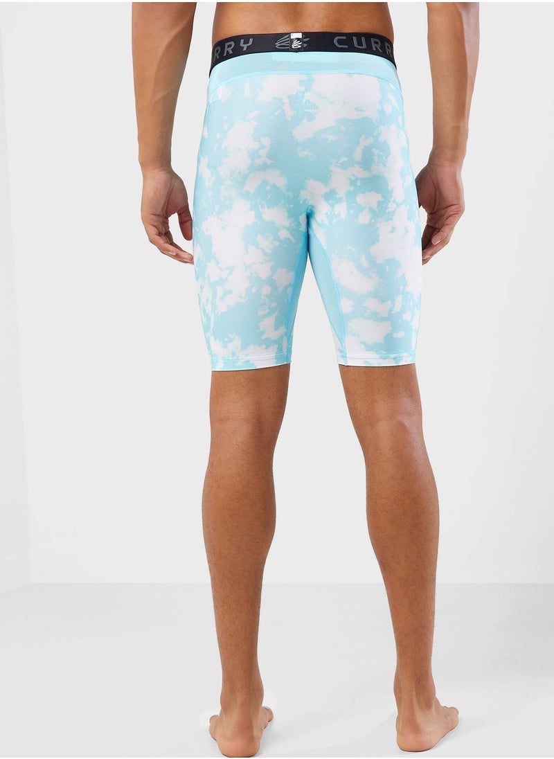 UNDER ARMOUR - Curry Heatgear Printed Compression Shorts - Image 1