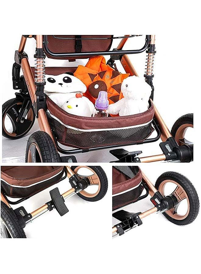 ليموس عربة اطفال للرضع 3 في 1 بمقعد قابل للعكس ومظلة (زهري) - Image 4