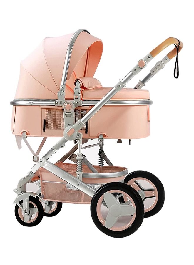 ليموس عربة اطفال للرضع 3 في 1 بمقعد قابل للعكس ومظلة (زهري) - Image 1