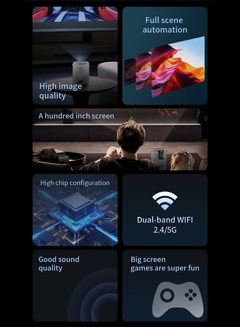 Umiio 4K Portable Gaming Projector – LED Light Source, Android Smart Projector with WiFi & Bluetooth, HDMI/USB/SD Support, Remote & 2 Wireless Game Controllers – Home Cinema & Gaming - Image 3