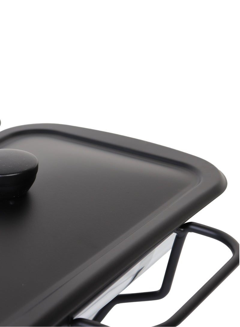 HOMEVEO Double glass buffet warmer with lid and high-quality metal frame – 1.5 liter capacity, elegant design for hospitality. - Image 4