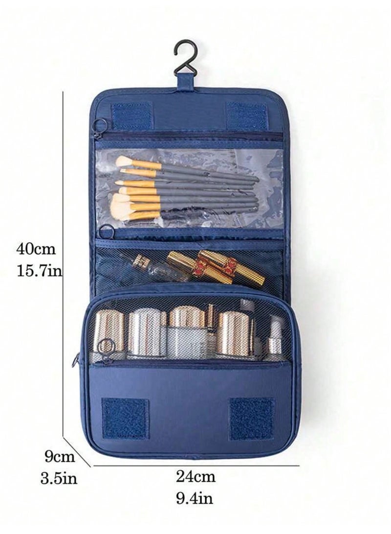 Hook Makeup Bag, Fashion Multi-Functional Hanging Toiletry Bag with Dry-Wet Separation, Large Wide Opening Portable Travel Storage Pouch, Foldable Zipper Design, Ideal for Bathing Swimming Camping Business Travel, Universal For Men Women Holiday & Daily Cosmetics Organizer - Image 4