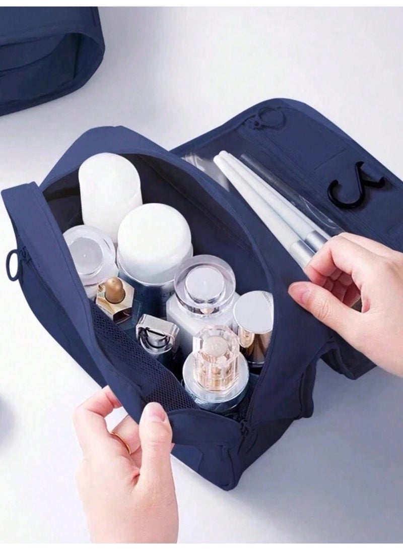 Hook Makeup Bag, Fashion Multi-Functional Hanging Toiletry Bag with Dry-Wet Separation, Large Wide Opening Portable Travel Storage Pouch, Foldable Zipper Design, Ideal for Bathing Swimming Camping Business Travel, Universal For Men Women Holiday & Daily Cosmetics Organizer - Image 5