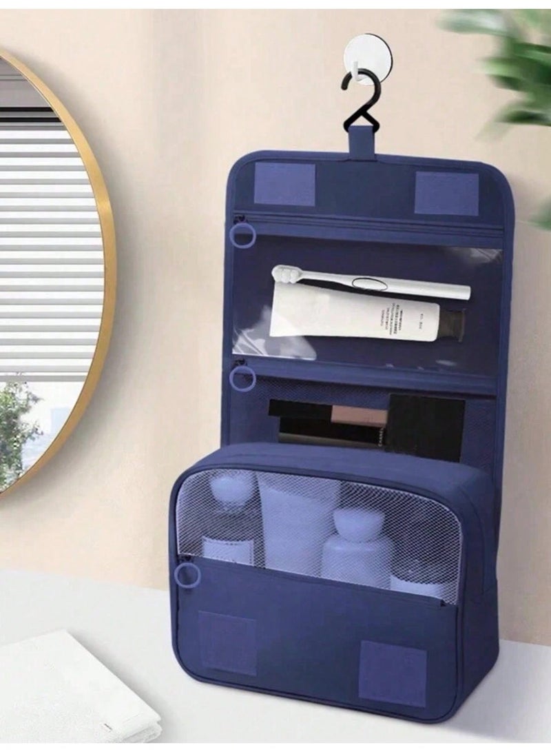 Hook Makeup Bag, Fashion Multi-Functional Hanging Toiletry Bag with Dry-Wet Separation, Large Wide Opening Portable Travel Storage Pouch, Foldable Zipper Design, Ideal for Bathing Swimming Camping Business Travel, Universal For Men Women Holiday & Daily Cosmetics Organizer - Image 2