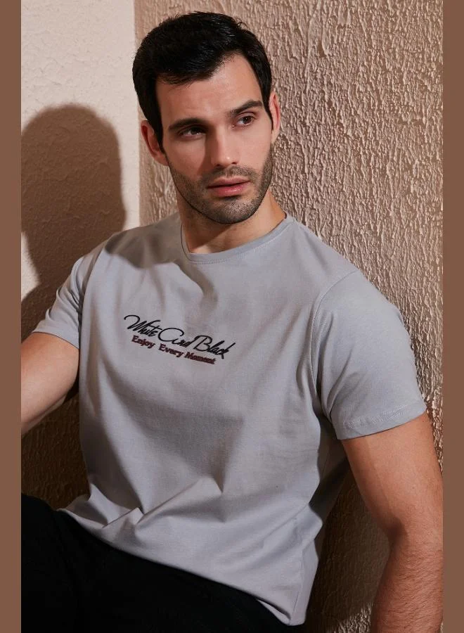 Buratti  Buratti Cotton Slim Fit Crew Neck Written T Shirt Men's T SHIRT 541ENJOY for Men | Best Price UAE