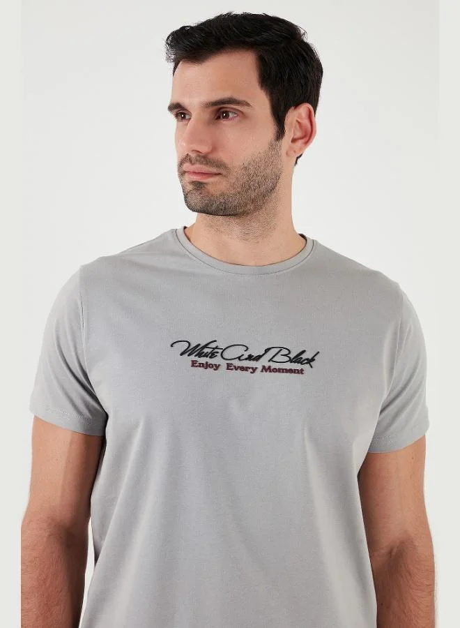 Buratti  Buratti Cotton Slim Fit Crew Neck Written T Shirt Men's T SHIRT 541ENJOY for Men | Best Price UAE