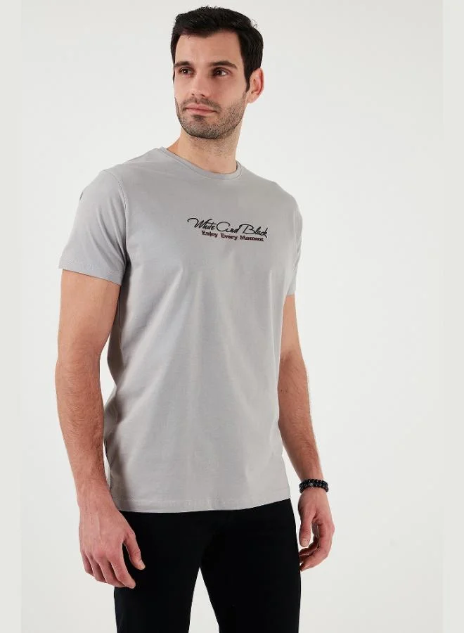 Buratti  Buratti Cotton Slim Fit Crew Neck Written T Shirt Men's T SHIRT 541ENJOY for Men | Best Price UAE