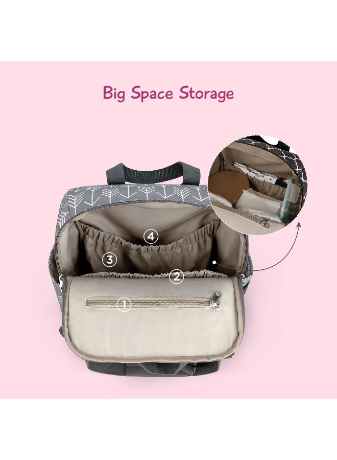 Little Story set of 3 Diaper Backpack with Changing Mat and Bottle Bag - Arrow Grey - Image 4